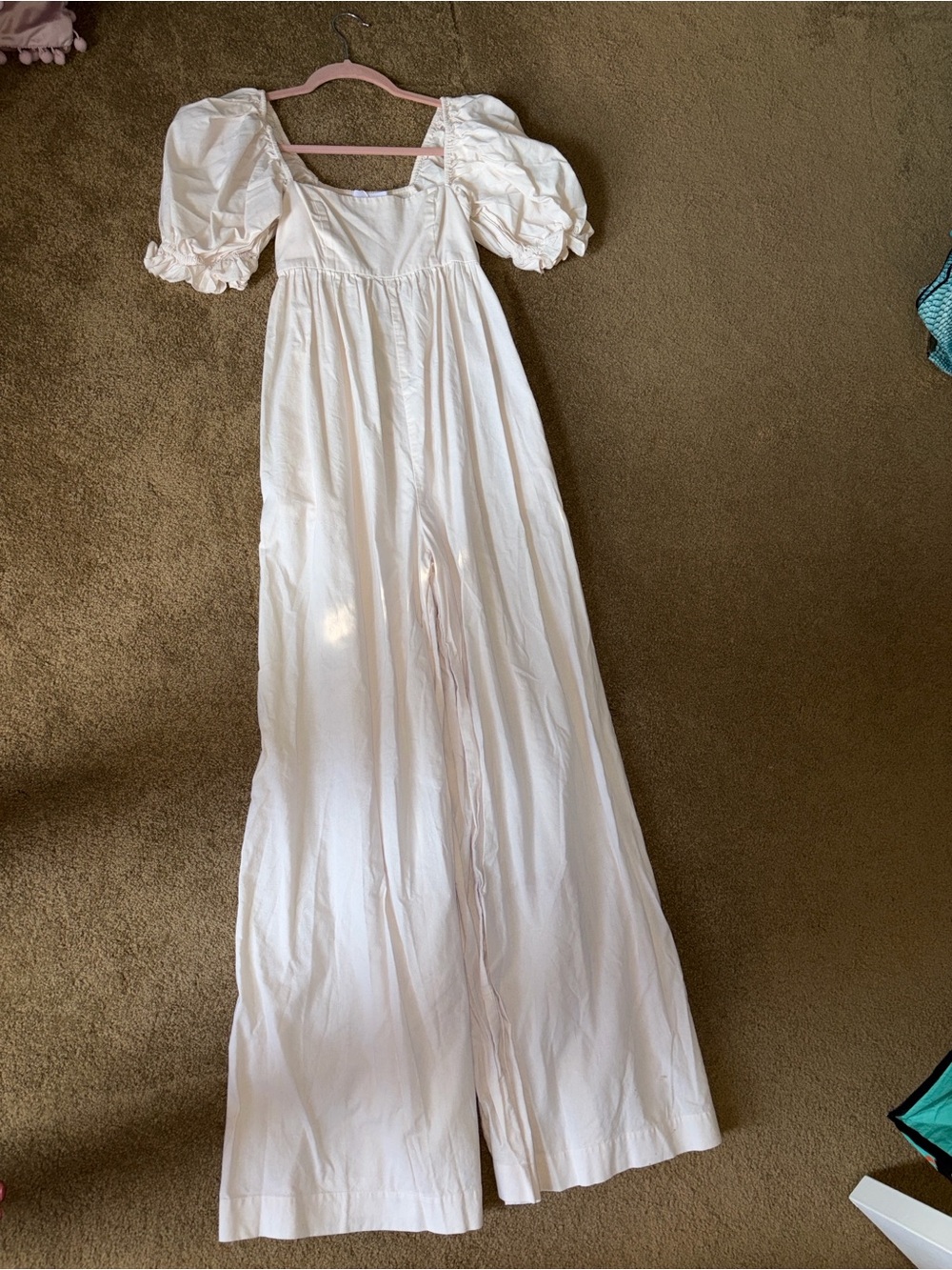 Selkie Blush Pink Square Neck Maxi Dress with Puff Sleeves- never worn - Picture 2 of 6